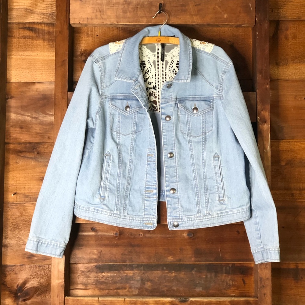 Skye's The Limit Lace Back Denim Jacket